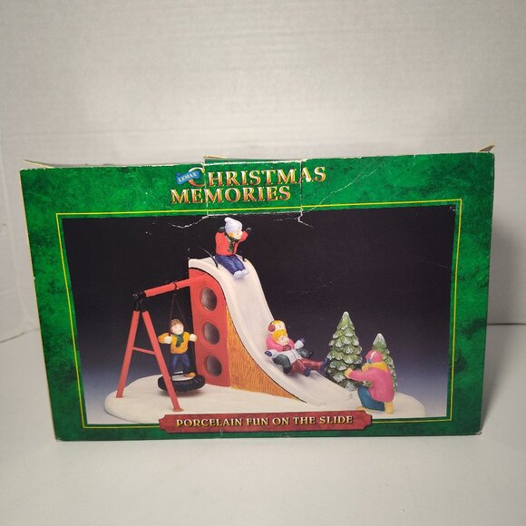 Vtg Lemax Village Collection Porcelain Fun on the Slide w/Box and extra items - Picture 1 of 15